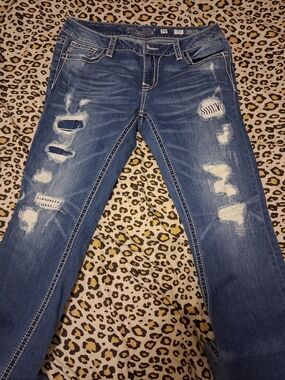 30x34 Miss Me Women's Distressed Dark Blue Bootcut Jeans